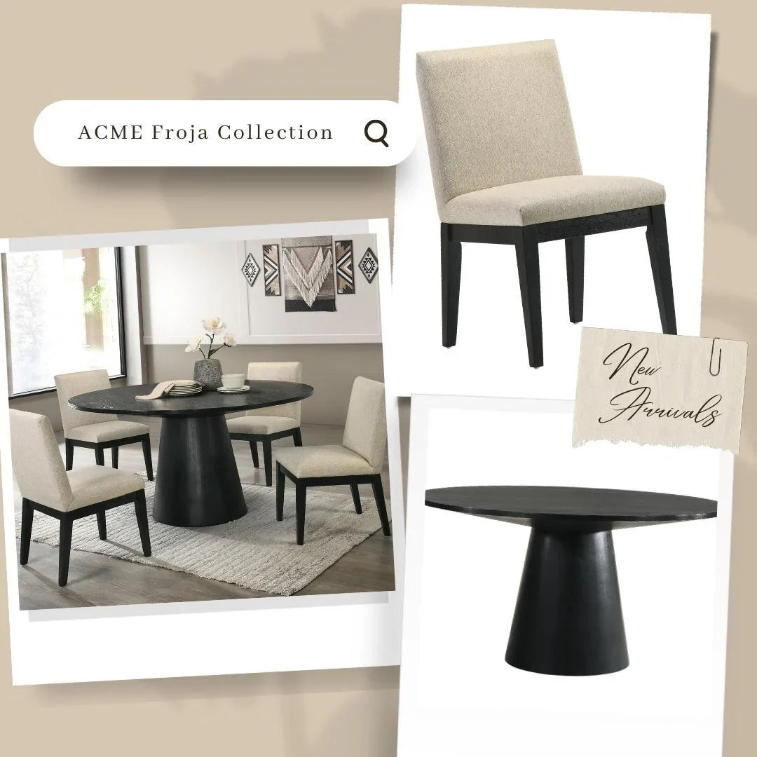 Froja - 5 Pieces Dining Room Set - Beige / Black - Furniture Home Direct