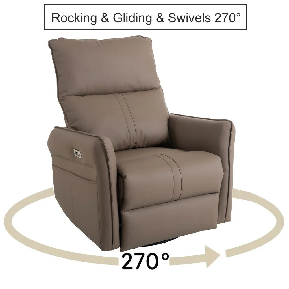 29.92" 270 Power Swivel Rocker Recliner Chair, Electric Glider Reclining Sofa With USB Ports, Power Swivel Glider, Rocking Chair Nursery Recliners For Living Room Bedroom - Furniture Home Direct
