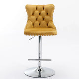 Swivel Velvet Barstools Adjusatble Seat Height From 25-33", Modern Upholstered Chrome Base Bar Stools With Backs Comfortable Tufted For Home Pub And Kitchen Island (Set of 2) - Furniture Home Direct