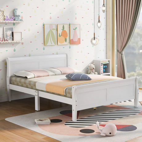 Platform Bed Frame Mattress Foundation Sleigh Bed With Headboard / Footboard / Wood Slat Suppor - Furniture Home Direct