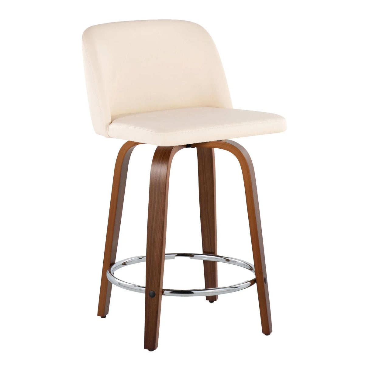 Toriano - Mid Century Modern Fixed Height Counter Stool With Swivel With Round Footrest (Set of 2) - Furniture Home Direct