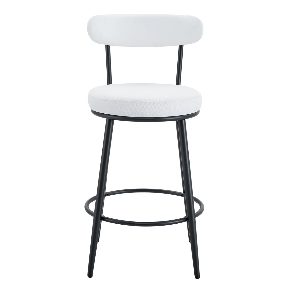 Counter Height Chairs Padded Seat Black Metal Frame White - Furniture Home Direct
