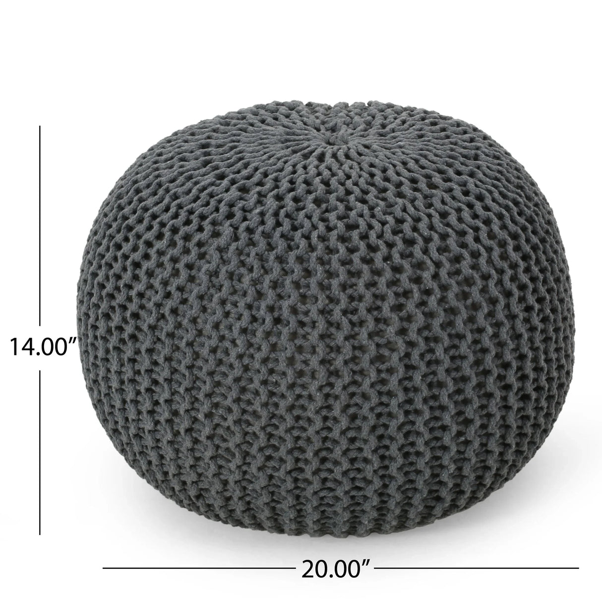 Bordeaux - Knitted Cotton Round Pouf, Versatile Ottoman And Floor Cushion - Furniture Home Direct