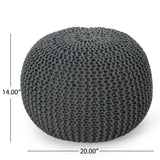 Bordeaux - Knitted Cotton Round Pouf, Versatile Ottoman And Floor Cushion - Furniture Home Direct