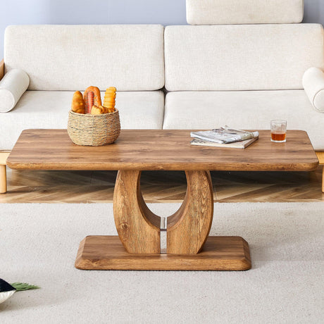 Coffee Table Wood Rectangular With Curved Base Walnut - Furniture Home Direct