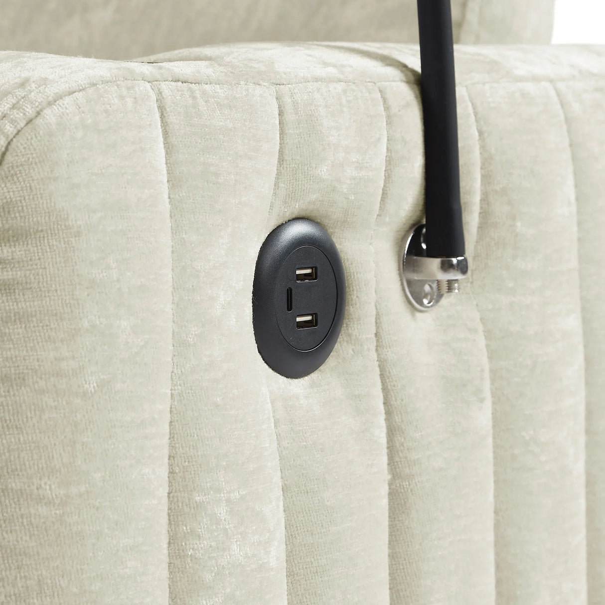 Sleeper Sofa With Adjustable Backrest, Two Cup Holders, Phone Holder, Three Charging Ports And Side Storage Pockets- Beige - Furniture Home Direct