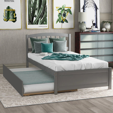 Platform Bed Wood Bed Frame With Trundle - Furniture Home Direct