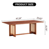 Coffee Table Solid Wood With Rattan Panel Sides Walnut - Furniture Home Direct