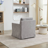 Upholstered Skirted Swivel Chair With Removable Back Cushion For Living Room - Furniture Home Direct