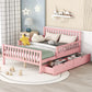 Platform Bed With Guardrails On Both Sides And 2 Storage Drawers - Furniture Home Direct