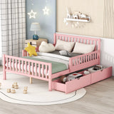 Platform Bed With Guardrails On Both Sides And 2 Storage Drawers - Furniture Home Direct