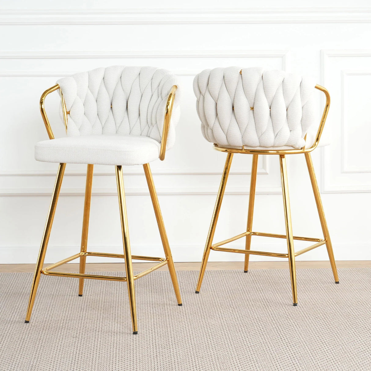 Modern Design High Stool With Plated Legs (Set of 2) - Furniture Home Direct