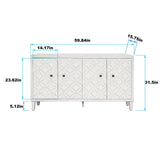 Accent Cabinet 4 Door Wooden Cabinet Sideboard Buffet Server Cabinet Storage Cabinet, For Living Room, Entryway, Hallway, Office, Kitchen And Dining Room - White Wash - Furniture Home Direct