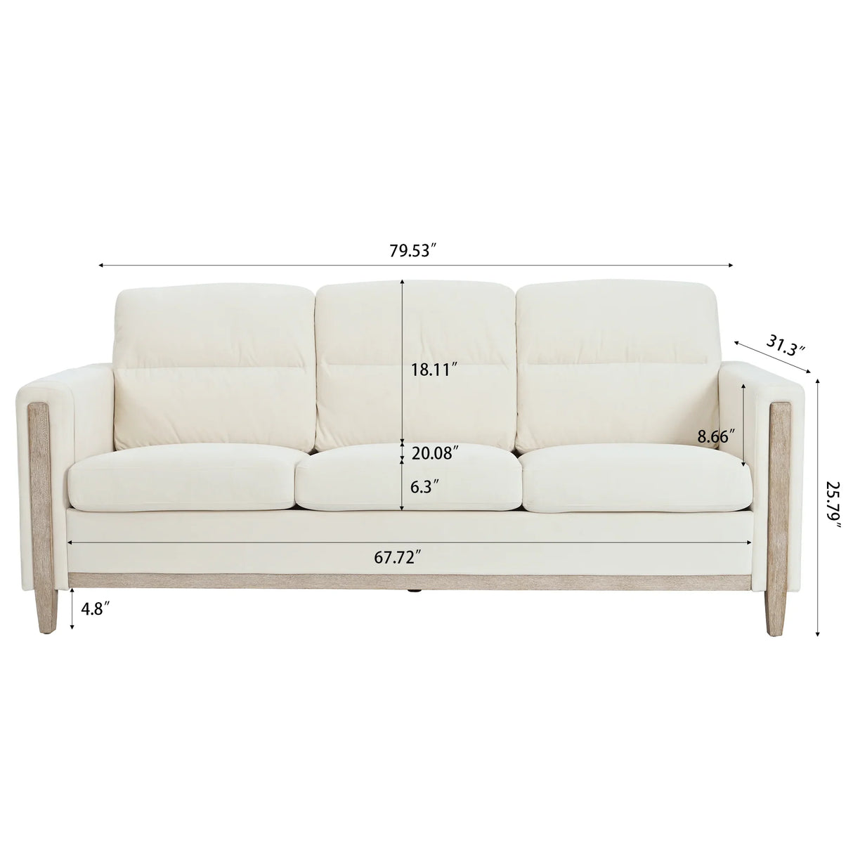 Comfortable Solid Wood Sofa with Soft Cushions - Beige - Furniture Home Direct