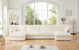 Sectional Sofa Corduroy U Shaped Plush Upholstered Cream - Furniture Home Direct