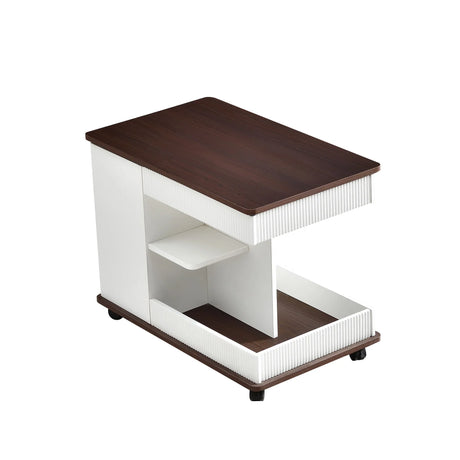 Adjustable End Table With Wheels, 360°Rotating Top And Storage Space - Furniture Home Direct