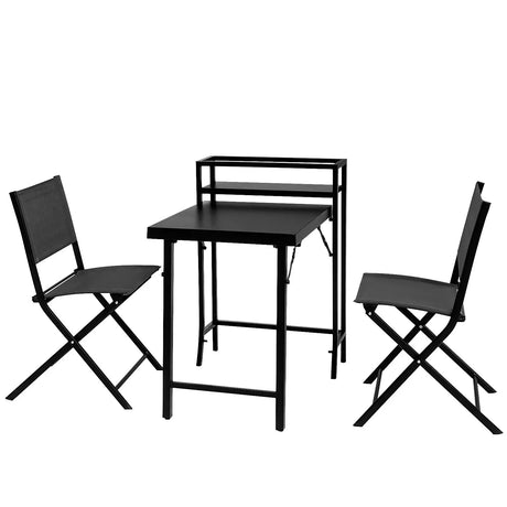 3 Piece Patio Bistro Set, Patio Set Of Foldable Patio Table And Chairs, Outdoor Patio Furniture Sets - Black - Furniture Home Direct