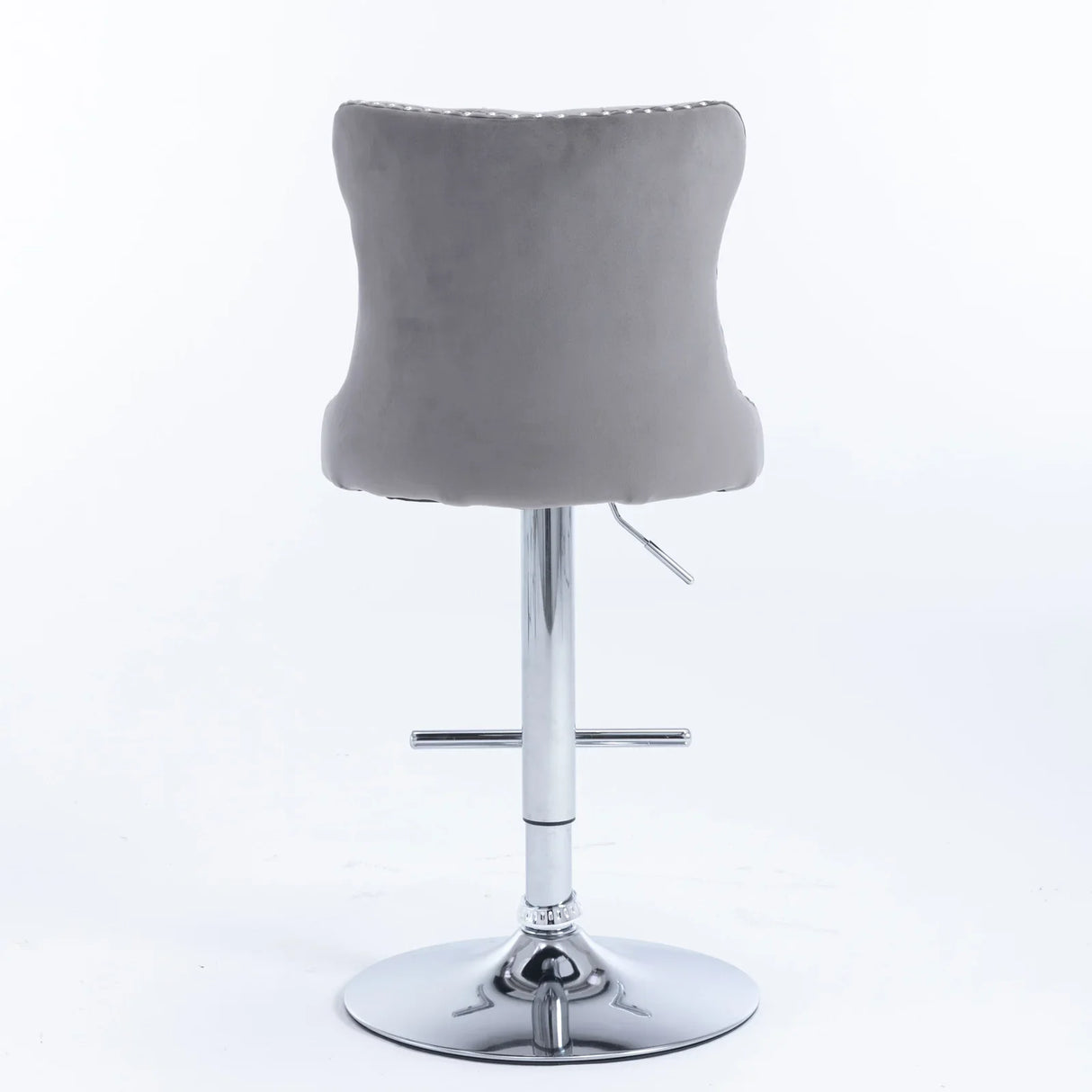 Counter Height Bar Stools Velvet Tufted Back Chrome Gray - Furniture Home Direct