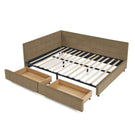 Mid-Century Storage Upholstered Tufted Bed Frame With Backrest And Armrests - Furniture Home Direct