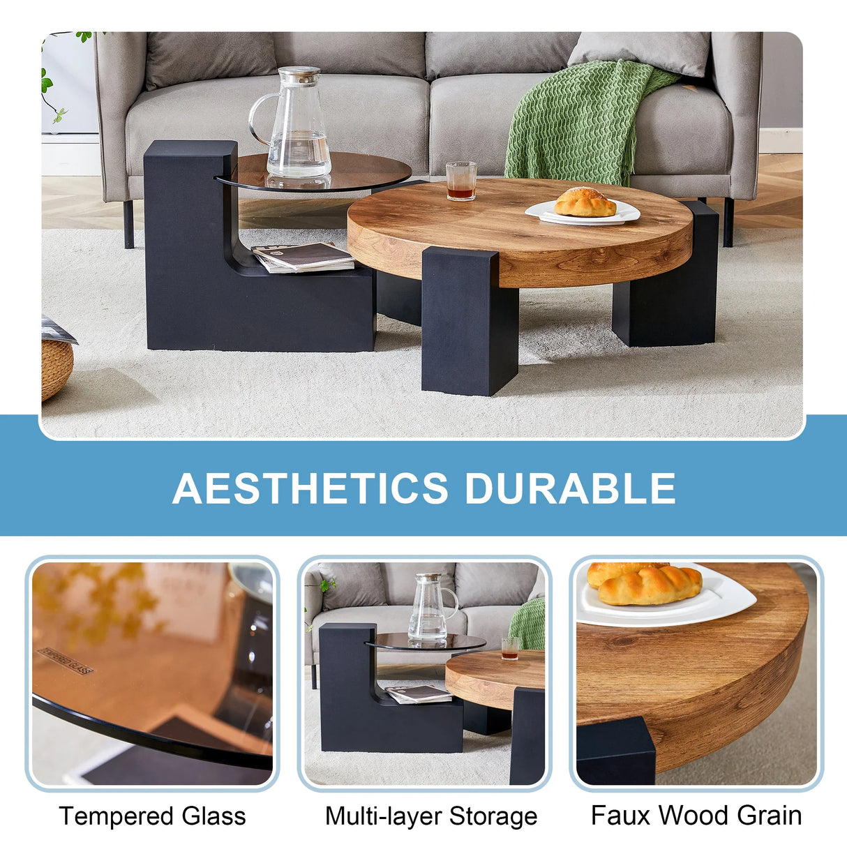Detachable Double-Decker Coffee Table - Furniture Home Direct