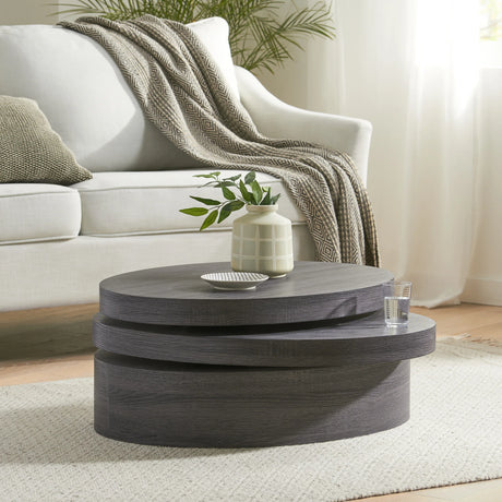 Coffee Table Nesting Set with Oval Design Matte Black - Furniture Home Direct