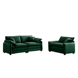 Loveseat and Chair Set - Green Corduroy - Furniture Home Direct
