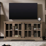 Modern Farmhouse Two Tone Windowpane Glass Door TV Stand For TVs Up To 65" - Furniture Home Direct