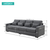 4 Seater Modern Linen Sofa With Armrest Pockets And 4 Pillows, Minimalist Style Couch For Living Room - Furniture Home Direct