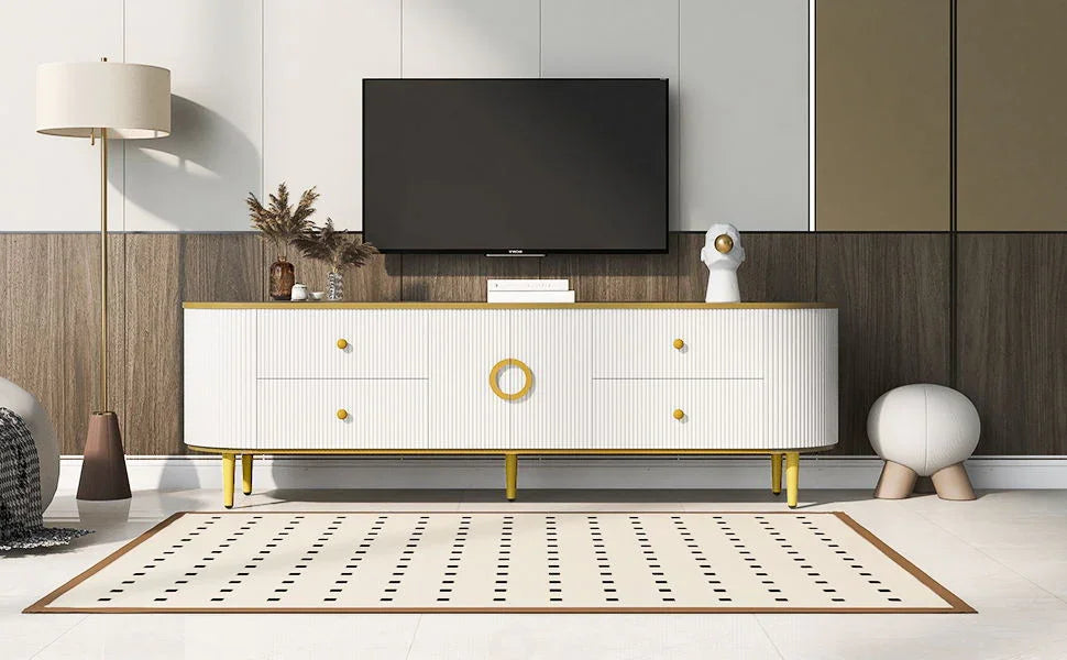 Modern TV Stand With 4 Drawers And 1 Cabinet - Furniture Home Direct