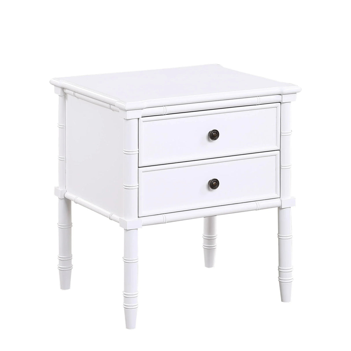 Emmett - 2 Drawer Nightstand With Carved Legs - White