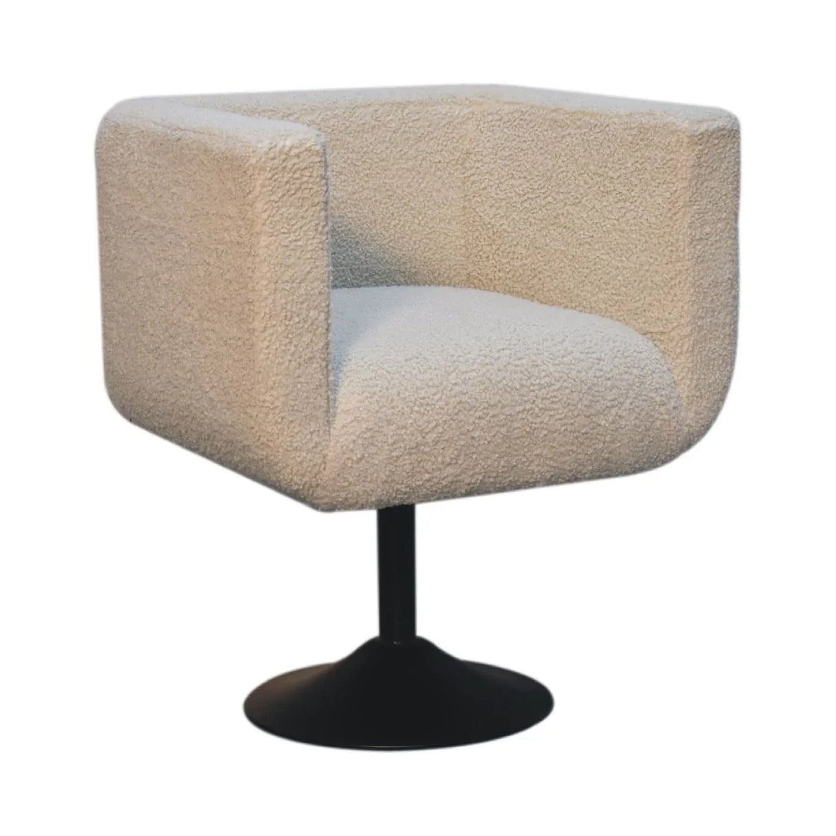 Boucle Swivel Chair - Cream - Furniture Home Direct