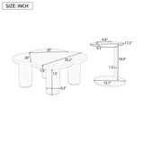 Modern Coffee Table (Set of 2), Irregular Shape Coffee Table With Four Roman Column Legs And End Table With Glass Top For Living Room - White - Furniture Home Direct