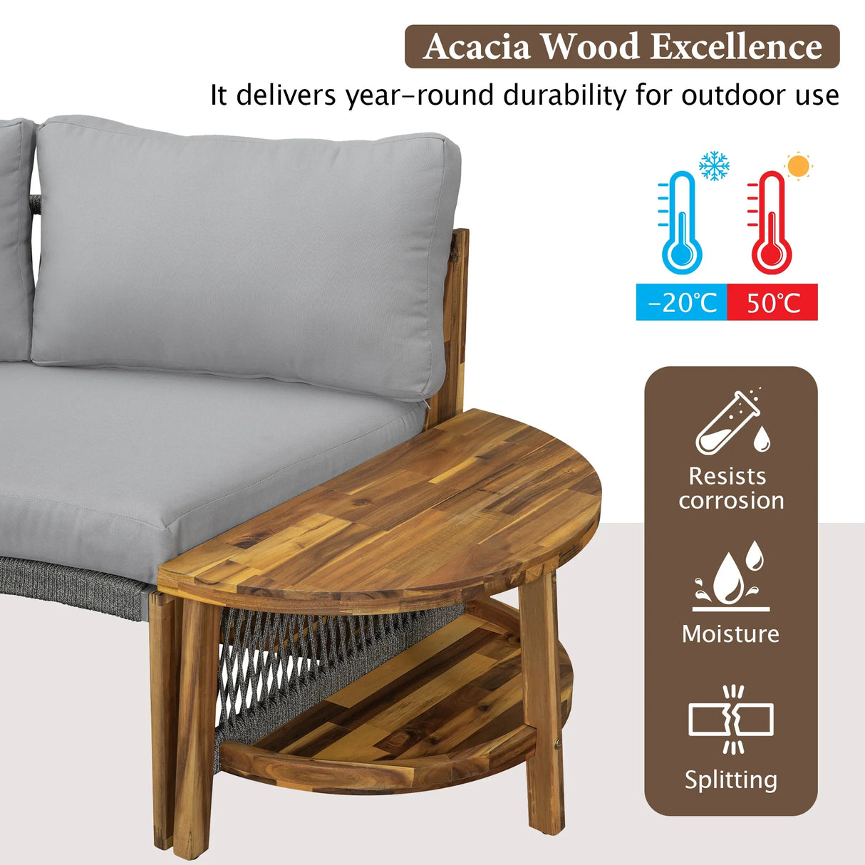 6 - Person Outdoor Sectional with Cushions and Coffee Table - Furniture Home Direct