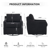 Linen Fabric 360° Swivel Accent Chair With Upholstered Back Pillow And Rivet Armrest - Furniture Home Direct
