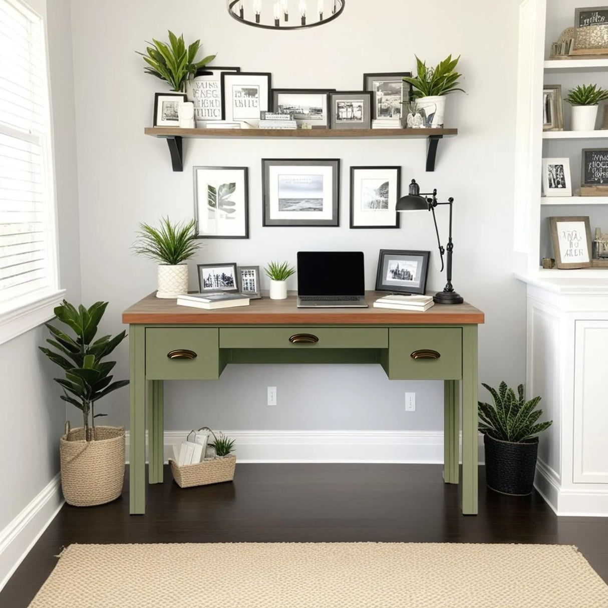 Vineyard - Writing Desk - Sage Green And Fruitwood - Furniture Home Direct