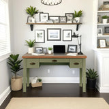 Vineyard - Writing Desk - Sage Green And Fruitwood - Furniture Home Direct