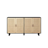 Elegant And Functional Rattan Decorative Storage Cabinet With 4 Doors - Furniture Home Direct