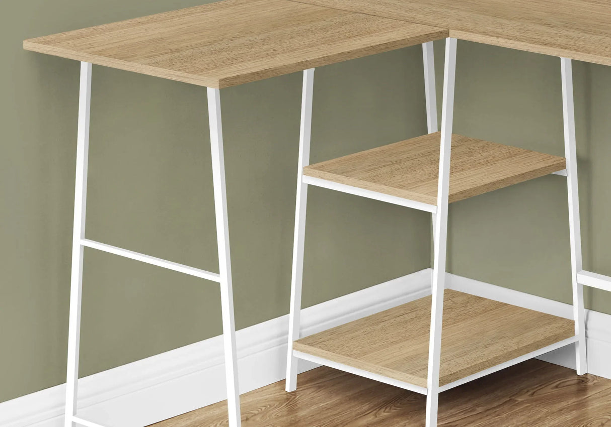 Computer Desk, Home Office, Corner, Storage Shelves, L Shape, Work, Laptop, Contemporary, Modern - White Base - Furniture Home Direct
