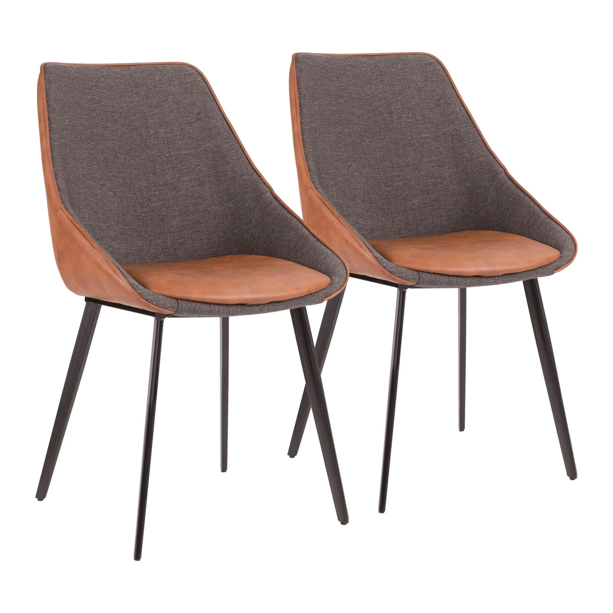 Marche - Contemporary Two Tone Chair (Set of 2) - Brown / Gray - Furniture Home Direct