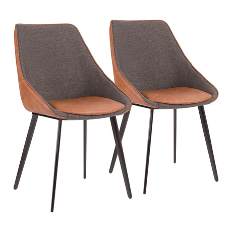 Marche - Contemporary Two Tone Chair (Set of 2) - Brown / Gray - Furniture Home Direct