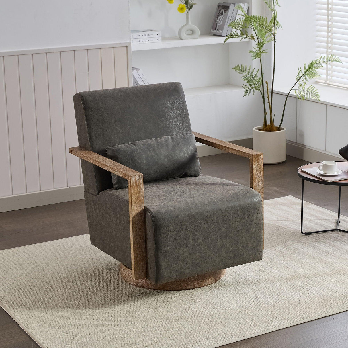 Swivel Modern Upholstered Accent Chair With Armrests - Furniture Home Direct