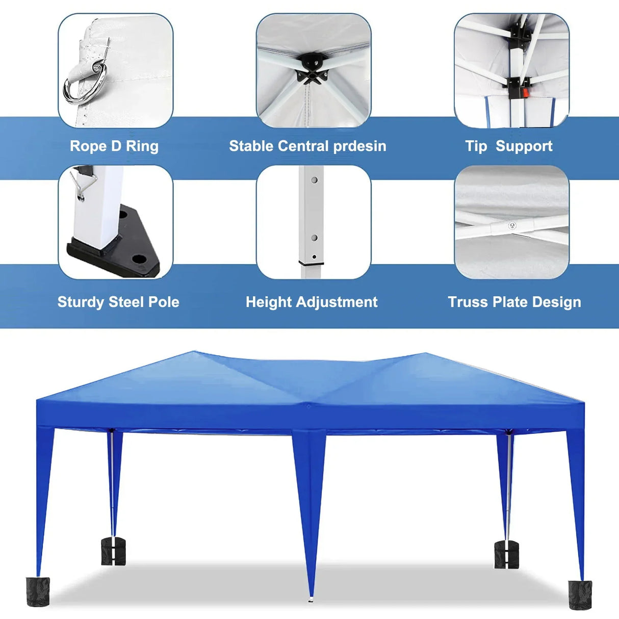 10'X20' Folding Canopy With 6 Removable Sidewalls Outdoor Event Shelter UPF 50+ Gazebo Portable Tents For Parties Beach Camping Wedding Ez Pop Up Canopy - Furniture Home Direct