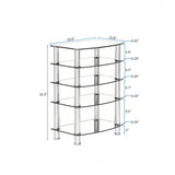 5 Tier Tempered Glass Side Table, Stainless Steel Frame End Table For Living Room, Bedroom - Black - Furniture Home Direct