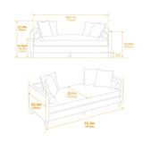 Upholstered Chaise Lounge Indoor With Nailheads, Sleeper Sofa Couch With 4 Throw Pillows & 2 Bolsters, Daybed With Rubberwood Legs - Furniture Home Direct