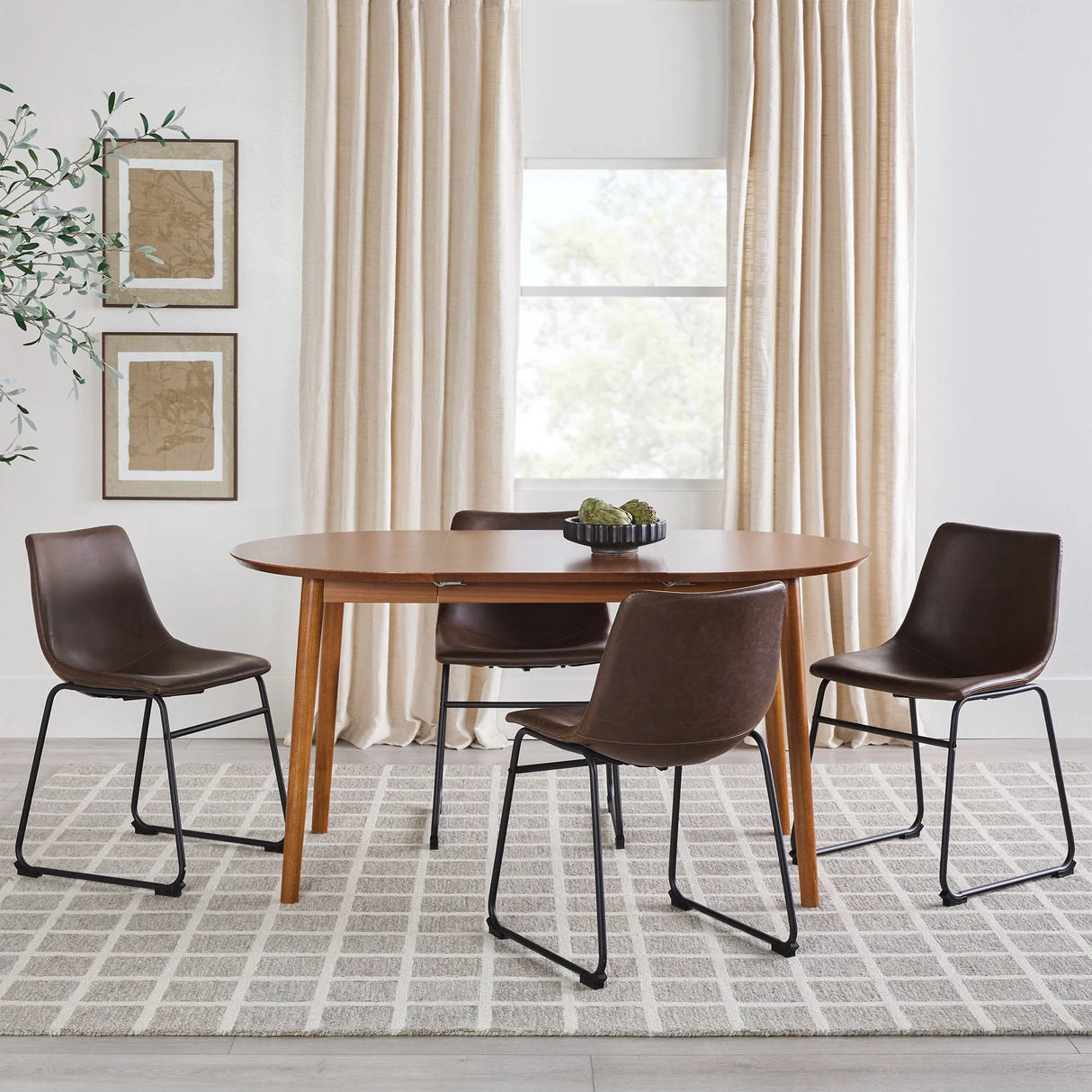 Mid-Century Damsel Extension Dining Table With Removable Leaf - Caramel - Furniture Home Direct