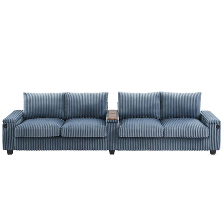 Modern 4 Seater Corduroy Sofa Couch With USB Ports And Hidden Storage - Furniture Home Direct