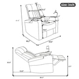 270° Power Swivel Recliner Home Theater Chair With Hidden Arm Storage, LED Light, Cup Holder, And Tray Table - Furniture Home Direct