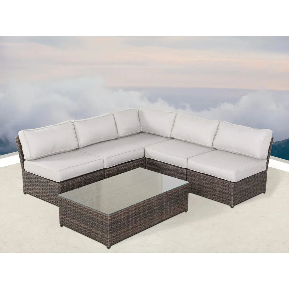 Comfortable Modern Patio Rattan Sectional Set With Cushions - Furniture Home Direct
