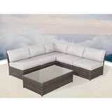 Comfortable Modern Patio Rattan Sectional Set With Cushions - Furniture Home Direct