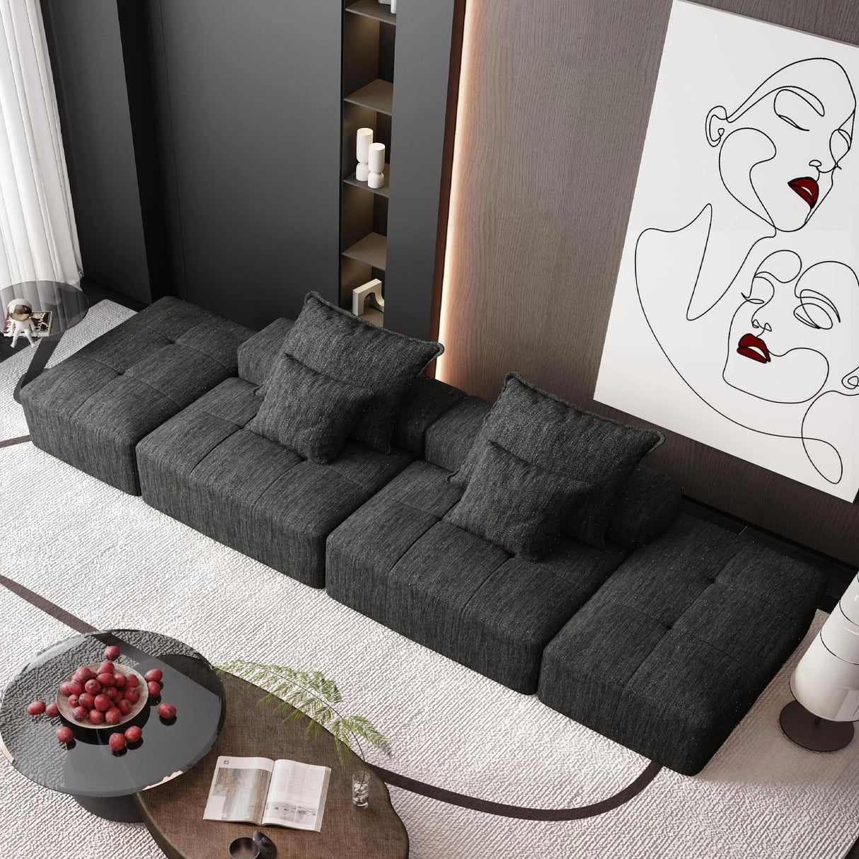 Modern Oversized Diy Combination Modular Sectional Sofa With Pillows - Furniture Home Direct